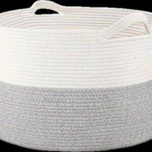 XL Woven Basket Light Grey Storage and Organization New